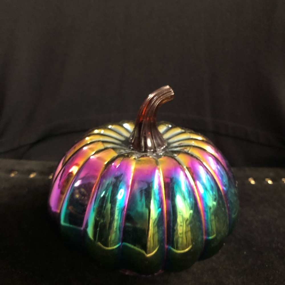 Iridescent Glass Pumpkin Home Accent - Multicolor